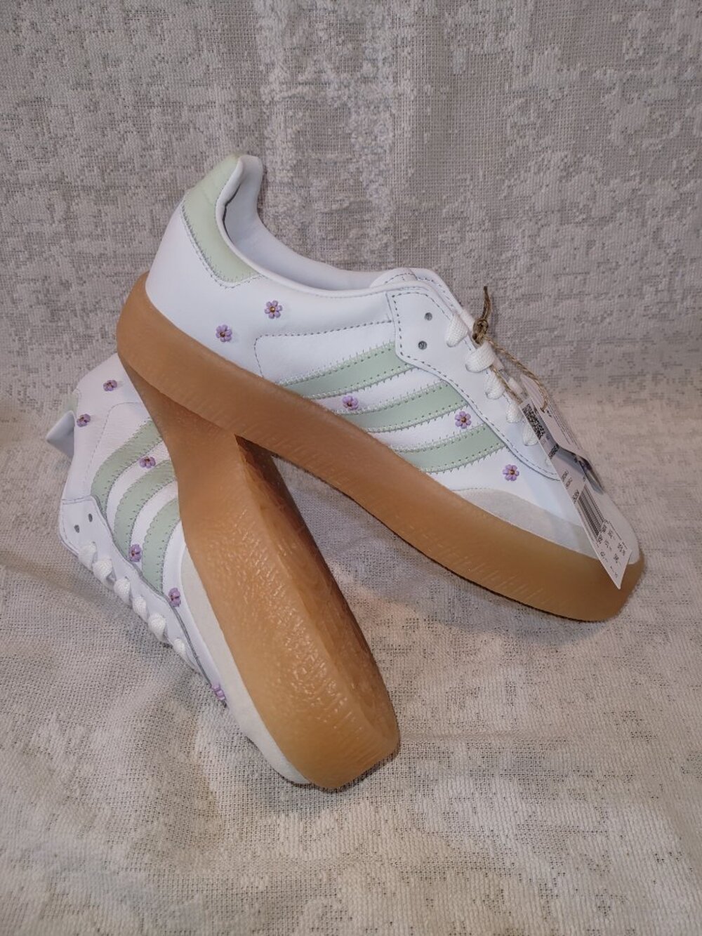 Adidas Sambae Samba Floral Off White Comfy Casual Shoes JS3953 Women's Size 7 - Picture 16 of 16
